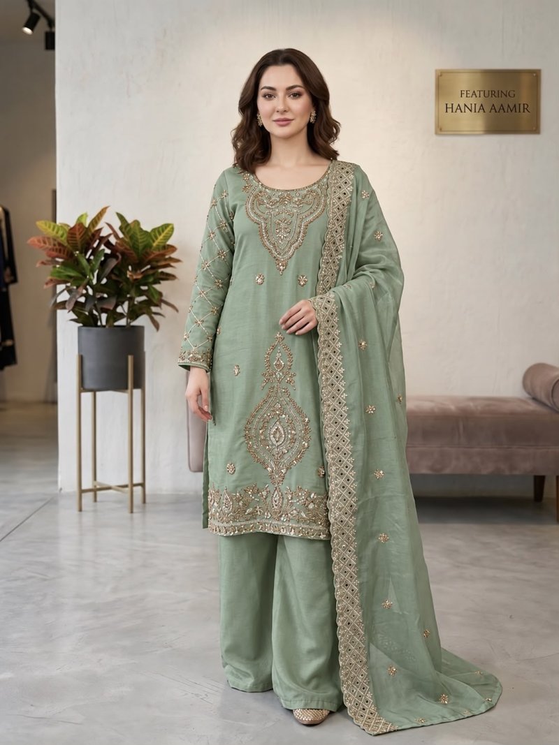 Sr 1727 Gmy Choo Silk With Embroidery Beads Work Sharara Suits